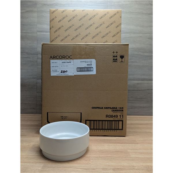 Arcoroc Candour 33-3/4oz White Porcelain Stackable Bowls - Lot of 24 | ML5-1/R0849