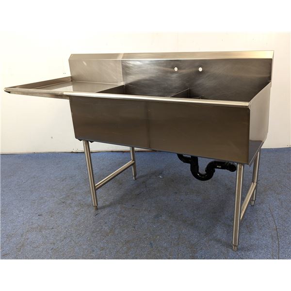 24" x 24-1/2" Two Tub Stainless Sink With Left Drain Board | R8