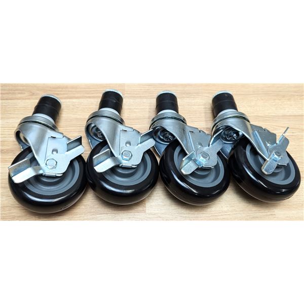 4" Casters With Brakes, Black - Lot of 4 | Front B
