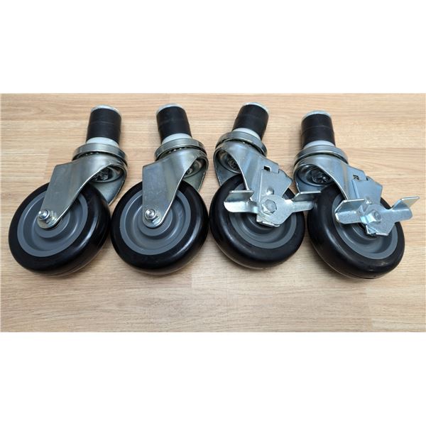 4" Casters With Brakes & Without Brakes, Black - Lot of 4 | Front E