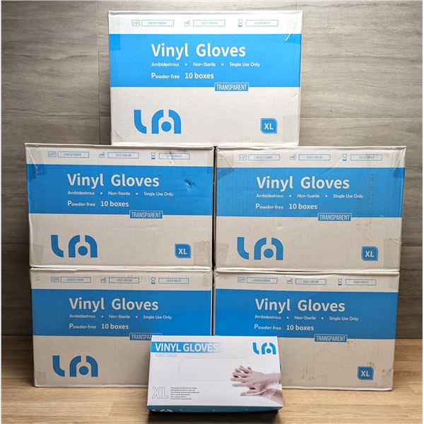 Powder Free Transparent Vinyl Gloves, Size X-Large - Lot of 5000 (5 Cases) | AK-4/CC5