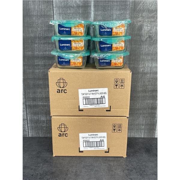 380ml Glass Square Keep N Boxes, Arcoroc P5522 - Lot of 18 (3 cases) | R8-2