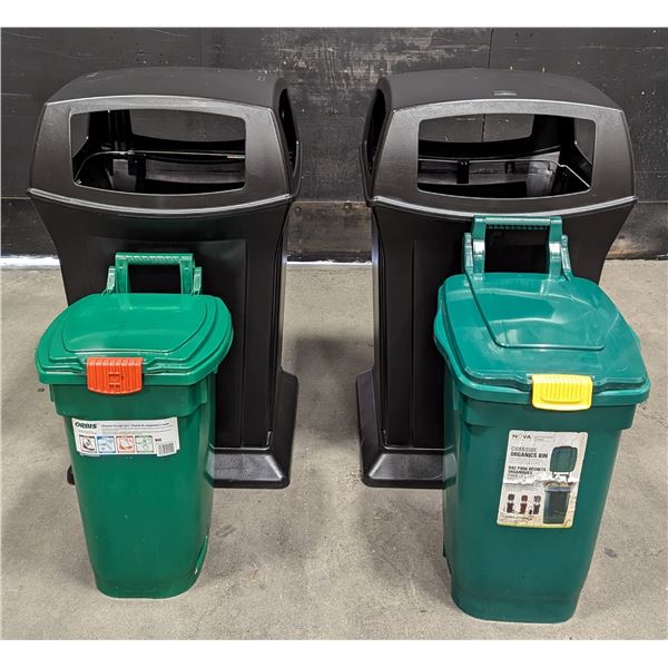 45 Gallon Trash & 12/13 Gallon Green Compost Bins - Lot of 4pcs | LBD