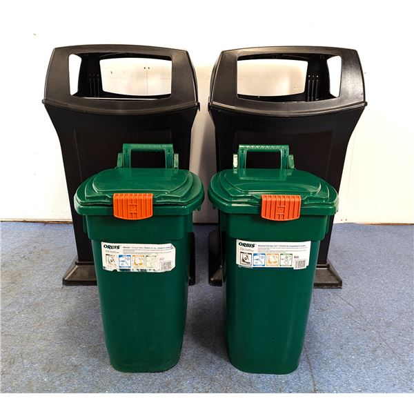 45 Gallon Trash & 12 Gallon Green Compost Bins - Lot of 4pcs | LBD