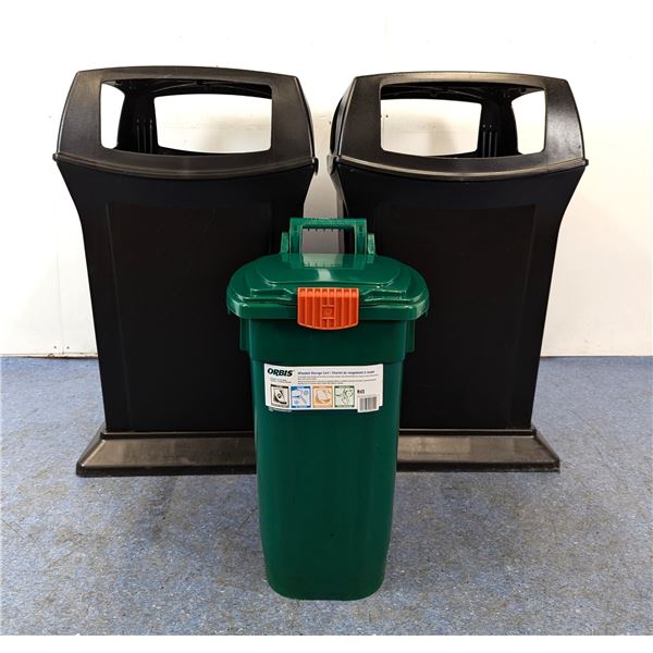 45 Gallon Trash & 12 Gallon Green Compost Bin - Lot of 3pcs | LBD