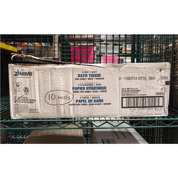 Array Bath Tissue Mini Jumbo White - Lot of 10 rolls  | EC6