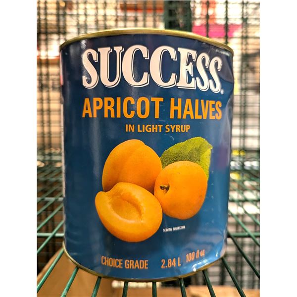 Success Apricot Halves in Light Syrup 2.84L - Lot of 6 | Can Floor