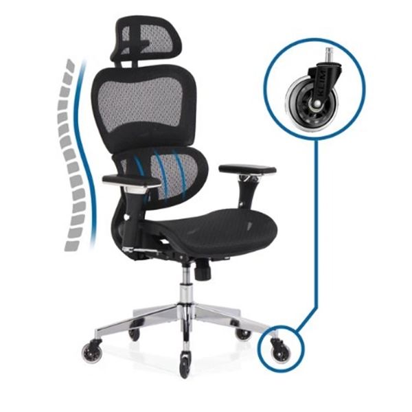 KLIM K800 MESH ERGONOMIC BLACK GAMING CHAIR