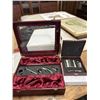 Image 2 : NEW WINE GIFT BOX AND 2 FLASK GIFT SETS - 2 BOTTLE WINE HOLDER W/ CORKSCREW, POURER, THERMOMETER, AN