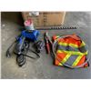 Image 2 : ASSORTED HAND TOOLS, SAFETY VEST, DRILL BITS, PAINT SPRAYER AND MORE