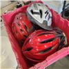 Image 3 : TOTE OF BIKE HELMETS AND BOX OF HOUSEHOLD ITEMS
