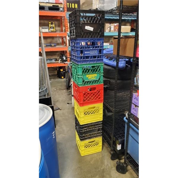 LOT OF 7 MILK CRATES