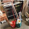 Image 1 : LOT OF CLEANING SUPPLIES, MOP, DUSTER, SWIFFER AND MORE