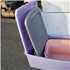 Image 2 : 3 TOTES, PURPLE W/ LID, GREY LID BROKEN