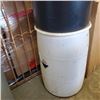 Image 3 : BLACK PLASTIC WASTE BIN AND WHITE BARREL