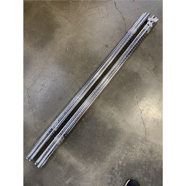 8 POLES FOR CHROME RACKS, APPROX. 5' LONG