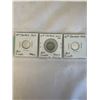 Image 1 : 3 CANADIAN SILVER DIMES 1946, 1947 PLAIN, 1947 MAPLE LEAF .800 SILVER