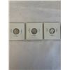 Image 2 : 3 CANADIAN KING GEORGE VI SILVER WARTIME DIMES 1938, 1939, 1940 .800 SILVER