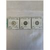 Image 1 : 3 CANADIAN LOW MINTAGE SILVER KING GEORGE V 10 CENT 1934, 1935, 1936 LAST ISSUE .800 SILVER