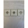 Image 2 : 3 CANADIAN LOW MINTAGE SILVER KING GEORGE V 10 CENT 1934, 1935, 1936 LAST ISSUE .800 SILVER