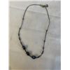 Image 1 : VINTAGE STERLING SILVER W/ 3 DARK BLUE ART GLASS BEAD NECKLACE