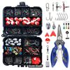 Image 1 : 263 PIECES FISHING KIT WITH TACKLE BOX: PLIERS, JIG HOOKS, SINKER WEIGHTS, SWIVELS, SNAPS, SINKER SL