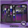 Image 1 : 18 PCS STAINLESS STEEL MANICURE AND PEDICURE KIT WITH TRAVEL CASE, NAIL SCISSORS AND GROOMING TOOLS