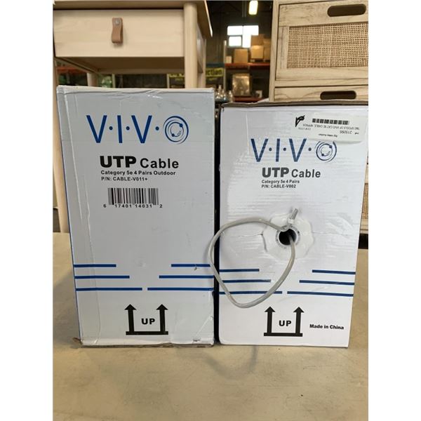 TWO SPOOLS OF VIVO CAT 5E CABLE, APPROX 500FT EACH