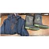 Image 1 : BAFFIN SIZE 8 STEEL TOE RUBBER BOOTS AND HELLY HANSEN SIZE XL JACKET