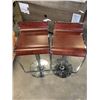 Image 1 : PAIR OF CHERRY WOOD AND METAL GAS LIFT STOOLS