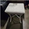 Image 2 : WICKER SIDE TABLE AND BLACK ONE DRAWER SIDE TABLE