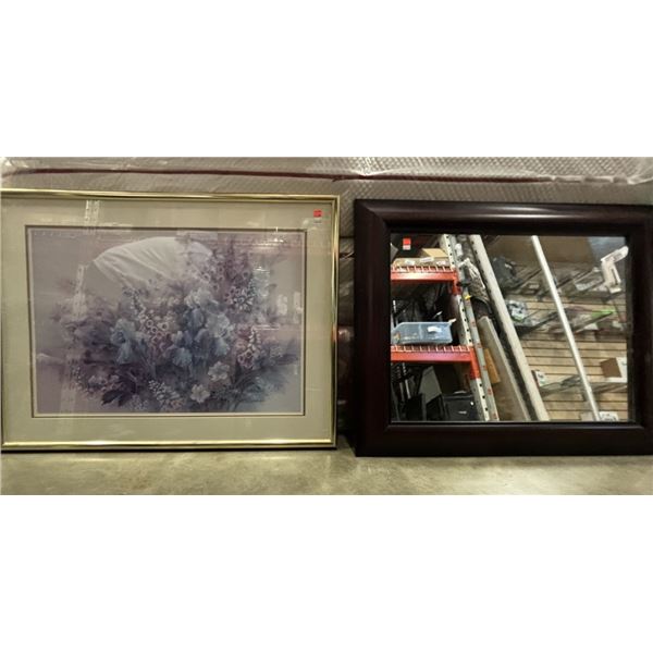 FRAMED PRINT BY LENA LIU AND FRAMED MIRROR