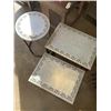 Image 2 : 2 METAL NESTING TABLES AND ROUND TABLE