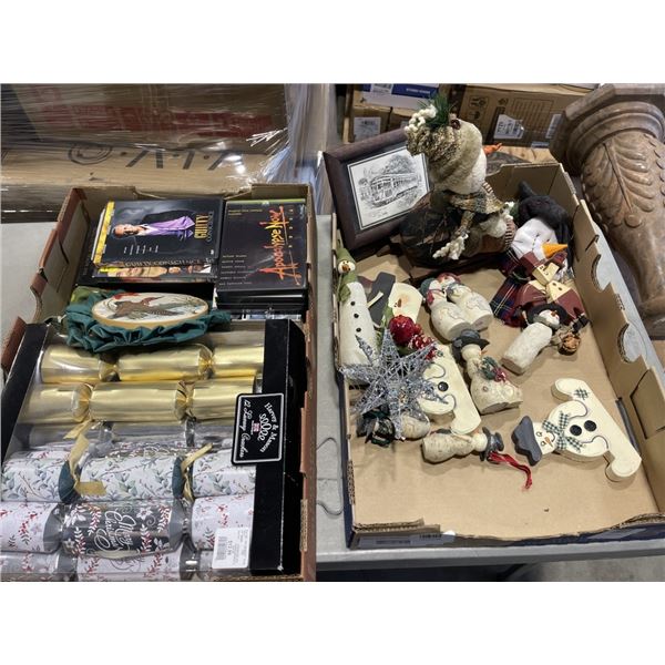 LOT OF ASSORTED CHRISTMAS DECOR AND CRACKERS