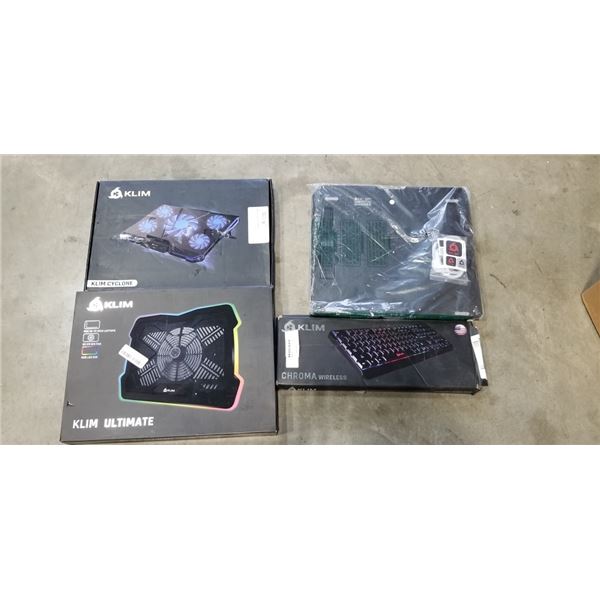 ASSORTED KLIM LAPTOP COOLING PADS AND KEYBOARD