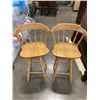 Image 1 : PAIR OF WOOD SWIVEL BAR STOOLS