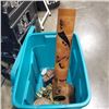 Image 8 : THREE VINTAGE OIL PAINTINGS AND WOOD CARVED ITEMS IN TOTE