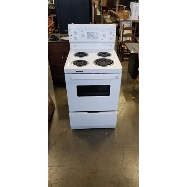 WHITE APARTMENT SIZE ELECTRIC STOVE, WORKING