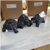 Image 1 : NEW SET OF 3 BLACK TURTLE CARVED FIGURES, RETAIL $329