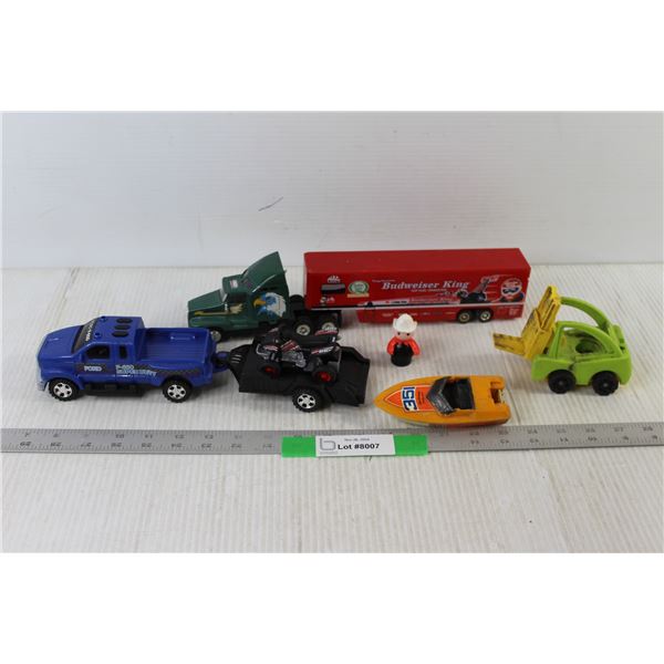 Semi Truck Model Budweiser, Toy Forklift, Toy Truck With Quad/ATV