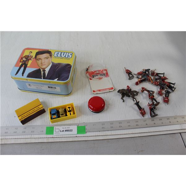Tiny Metal Figurines - As Is, Yoyo, Elvis Lunchbox, (3) Micro Racers