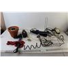 Image 1 : (2) Blow-dryers - Tested Powers On, (2) Curling Irons - As is, (2) Planters, Wire Rack