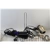 Image 5 : (2) Blow-dryers - Tested Powers On, (2) Curling Irons - As is, (2) Planters, Wire Rack