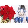 Image 3 : Snowman Christmas Decor, (3) Ribbons, & Faux Poinsettia Plant - Some Wear