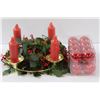 Image 3 : Poinsettia Candle Centrepiece, (2) Ornaments in Box, Red Ornaments in Box