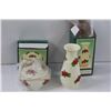 Image 2 : Santa Candle Holder, Assorted Figurines in Box & (2) Rose Ceramic Vase & Candy Dish
