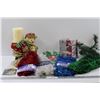 Image 1 : Snowman Candle Holder, Various Garlands, Christmas Crackers in Box, Misc.