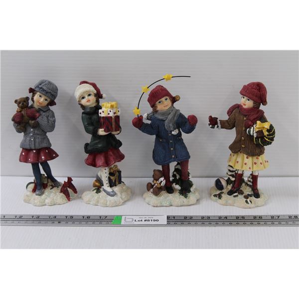 (4) Winter/Christmas 7.5" Tall Figurines Set