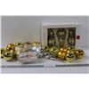 Image 1 : (20+) Gold Christmas Ornaments & (3) Ornaments in Box, Misc.