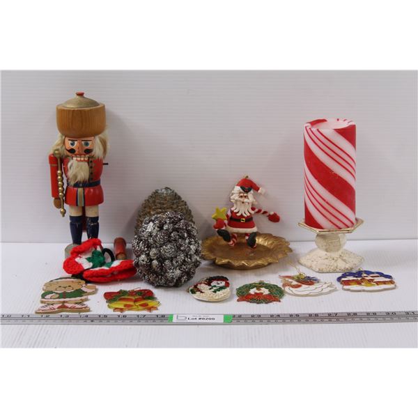 (3) Candles, Nutcracker - As is, Tree Ornaments